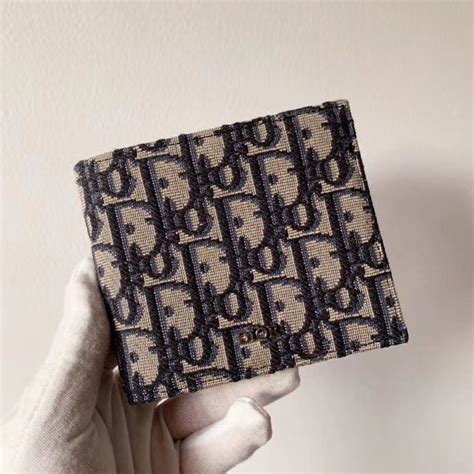 compact wallet beige and black dior oblique jacquard|Dior Oblique Jacquard .